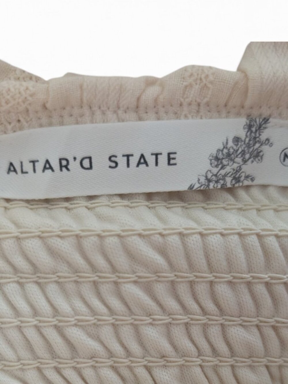 Altar'd State Cream Lace Trim Ruffle Crop Top Size M Boho — EUC - Picture 2 of 6